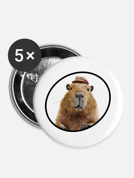 Cabybara - Buttons groß 56 mm (5er Pack) - Weiß