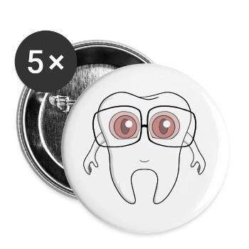 Une adorable dent portant des lunettes - Lot de 5 grands badges (56 mm) - blanc - Devant