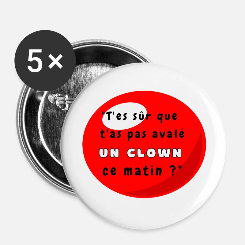 Funny Expression Clown Nose - Buttons large 2.2''/56 mm (5-pack) - white