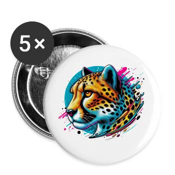 Cheetah - Buttons large 2.2''/56 mm (5-pack) - white - Front