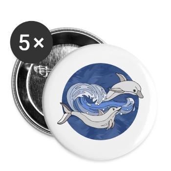 Dolphins - Buttons large 2.2''/56 mm (5-pack) - white - Front
