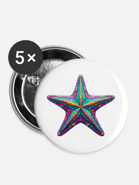 Seestern - Buttons groß 56 mm (5er Pack) - Weiß