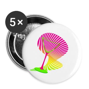 Verre à cocktail forme néon - Lot de 5 grands badges (56 mm) - blanc - Devant
