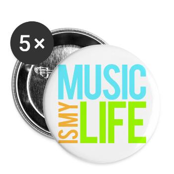 Music Is My Life Musik Ist Mein Leben Liebe Spruch - Buttons large 2.2''/56 mm (5-pack) - white - Front