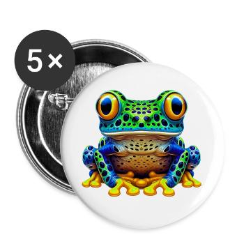 Grenouille - Lot de 5 grands badges (56 mm) - blanc - Devant