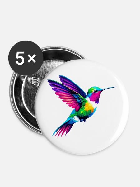 Kolibri - Buttons groß 56 mm (5er Pack) - Weiß