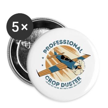 Nukleare Fürze, Crop Duster Lustige Furzwitze mit / - Buttons groß 56 mm (5er Pack) - Weiß - Vorne