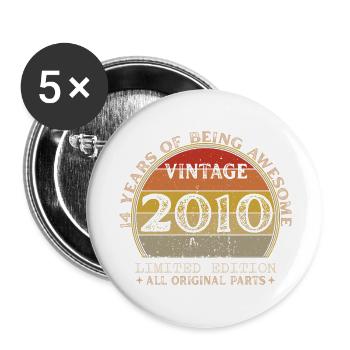 Born in 2010 - Vintage 2010 Retro Birthday - Buttons large 2.2''/56 mm (5-pack) - white - Front