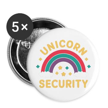 Unicorn Security Unicorn Motto Unicorn Security - Lot de 5 grands badges (56 mm) - blanc - Devant