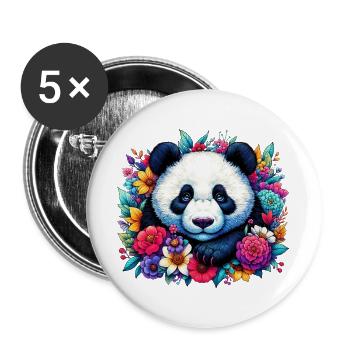 Panda - Lot de 5 grands badges (56 mm) - blanc - Devant