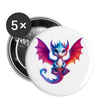 Dragon - Buttons large 2.2''/56 mm (5-pack) - white - Front