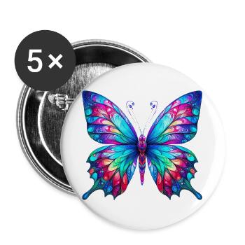 Schmetterling - Buttons groß 56 mm (5er Pack) - Weiß - Vorne