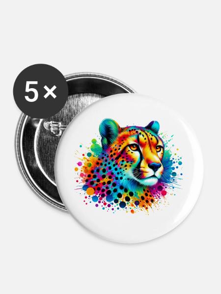 Gepard - Buttons groß 56 mm (5er Pack) - Weiß