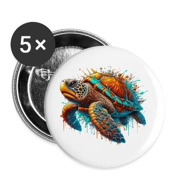 Tortue - Lot de 5 grands badges (56 mm) - blanc - Devant