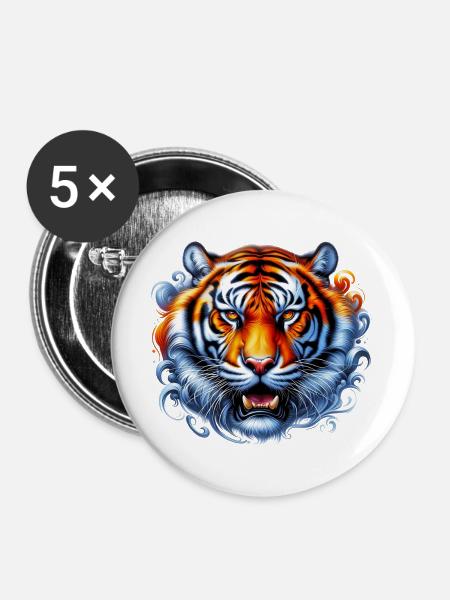 Tiger - Buttons groß 56 mm (5er Pack) - Weiß