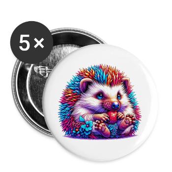 Hérisson - Lot de 5 grands badges (56 mm) - blanc - Devant
