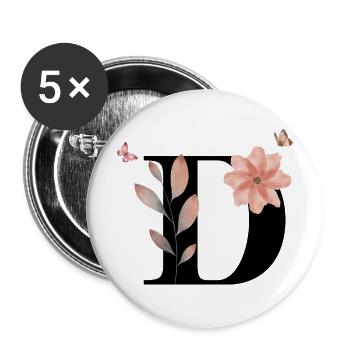 Wildblume Aquarell Brief - Buttons groß 56 mm (5er Pack) - Weiß - Vorne