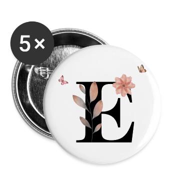 Letter e wildflowers watercolors - Buttons large 2.2''/56 mm (5-pack) - white - Front