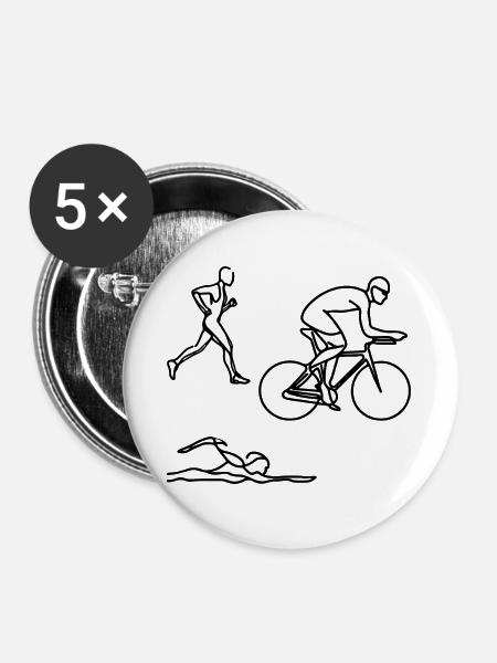 Triathlon Skizze - Buttons groß 56 mm (5er Pack) - Weiß