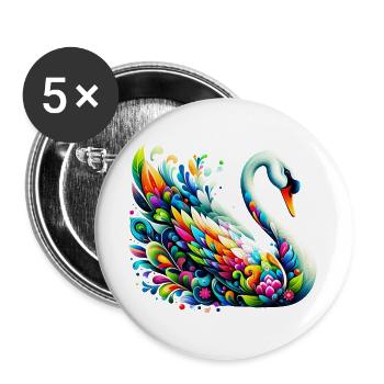 Cygne - Lot de 5 grands badges (56 mm) - blanc - Devant