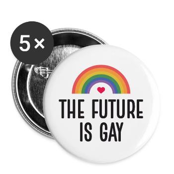 LGBT Pride Month - The Future is Gay - Buttons large 2.2''/56 mm (5-pack) - white - Front