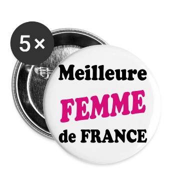 Beste FRAU Frankreichs - Buttons groß 56 mm (5er Pack) - Weiß - Vorne
