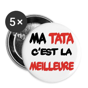 Ma tata c'est la meilleure - Lot de 5 grands badges (56 mm) - blanc - Devant