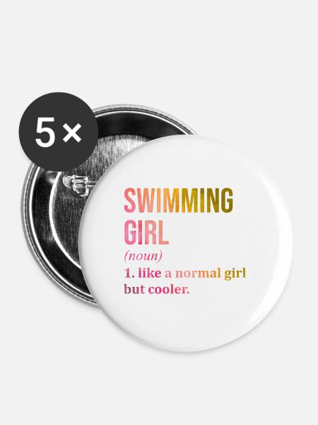Schwimmer Schwimmer Schwimmer Schwimmer - Buttons groß 56 mm (5er Pack) - Weiß
