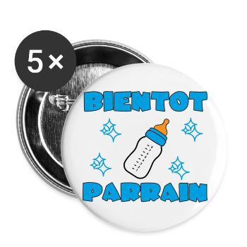 BALD PATE SEIN - Buttons groß 56 mm (5er Pack) - Weiß - Vorne