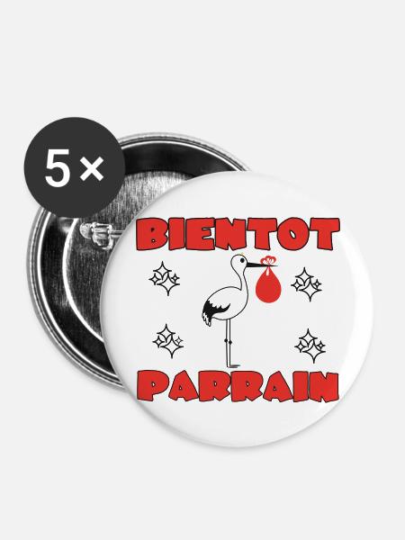 BALD PATE SEIN - Buttons groß 56 mm (5er Pack) - Weiß