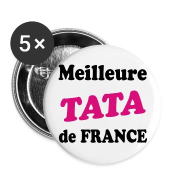 Meilleure TATA de france - Lot de 5 grands badges (56 mm) - blanc - Devant