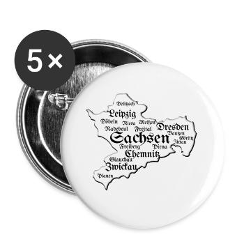 Saxe Dresde Leipzig Chemnitz Lieux - Lot de 5 grands badges (56 mm) - blanc - Devant