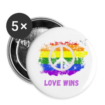 Love wins - Buttons large 2.2''/56 mm (5-pack) - white - Front