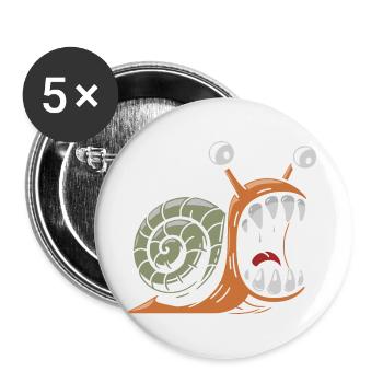 escargot avec des grandes dents - Lot de 5 grands badges (56 mm) - blanc - Devant