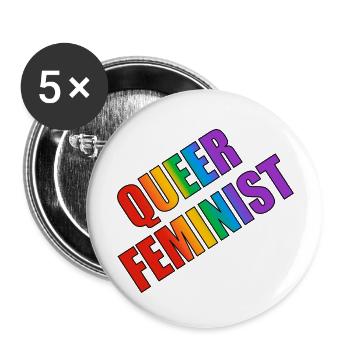 Queer-Feministin - Buttons groß 56 mm (5er Pack) - Weiß - Vorne
