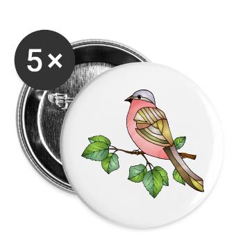 Bunter Vogel - Buttons groß 56 mm (5er Pack) - Weiß - Vorne