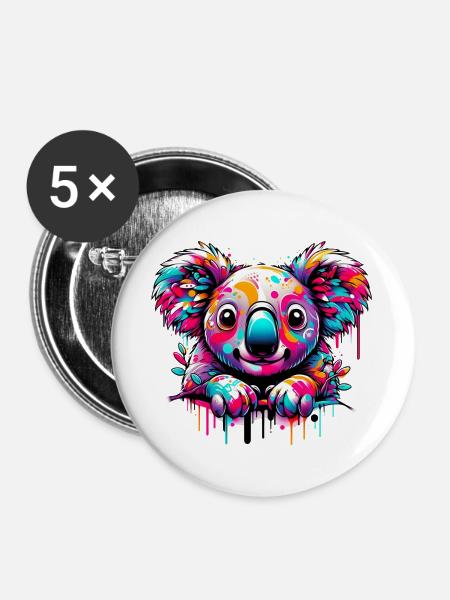Koala - Buttons groß 56 mm (5er Pack) - Weiß