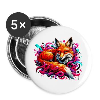 Renard - Lot de 5 grands badges (56 mm) - blanc - Devant