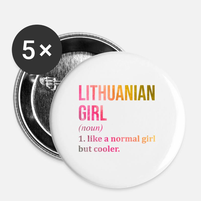 Lithuania - Buttons large 2.2''/56 mm (5-pack) - white