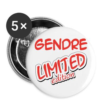 GENDRE LIMITED EDITION - Lot de 5 grands badges (56 mm) - blanc - Devant