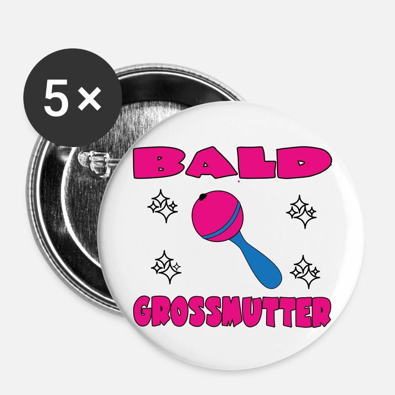 BALD GROSSMUTTER - Buttons large 2.2''/56 mm (5-pack) - white
