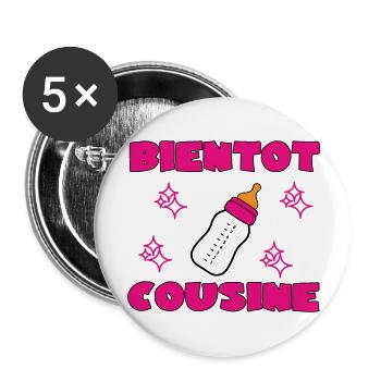 SOON TO BE A COUSIN - Buttons large 2.2''/56 mm (5-pack) - white - Front