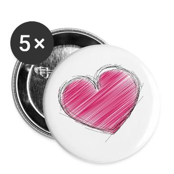 CŒUR. PAPA. MAMAN. EVJF. BEBE. ENFANT. COEUR. FÊTE - Lot de 5 grands badges (56 mm) - blanc - Devant