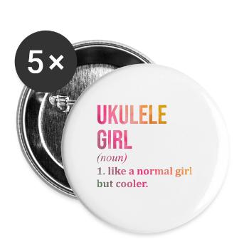 Ukulele - Buttons groß 56 mm (5er Pack) - Weiß - Vorne