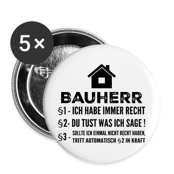 Builder House Construction Site Funny Gift - Buttons large 2.2''/56 mm (5-pack) - white - Front