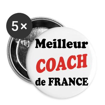 Meilleur COACH de france - Lot de 5 grands badges (56 mm) - blanc - Devant