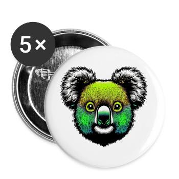 Koala - Buttons groß 56 mm (5er Pack) - Weiß - Vorne