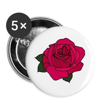 Pink Rose - Buttons large 2.2''/56 mm (5-pack) - white - Front