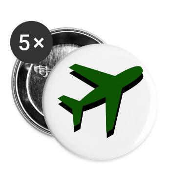 Green Military Aircraft - Buttons large 2.2''/56 mm (5-pack) - white - Front