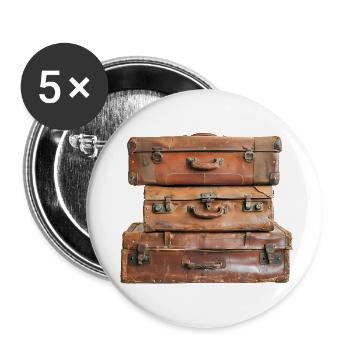 Die Koffer sind gepackt – Das Abenteuer beginnt! - Buttons groß 56 mm (5er Pack) - Weiß - Vorne